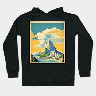 Sugar Loaf Rio de Janeiro Brazil Vintage Tourism Travel Poster Art Hoodie